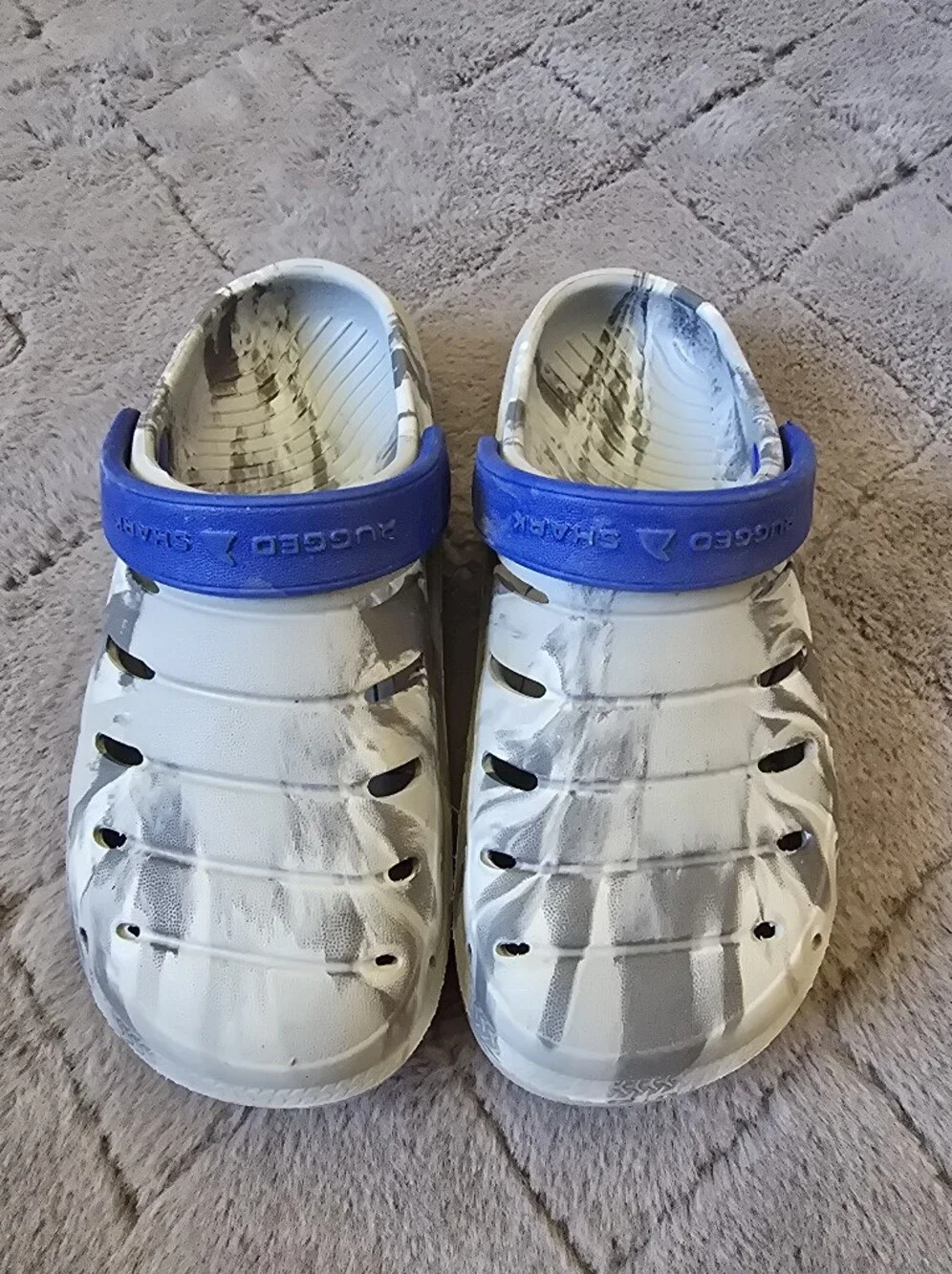 Kids Rugged Shark Boy Grey and Blue Slip-On Water Shoes